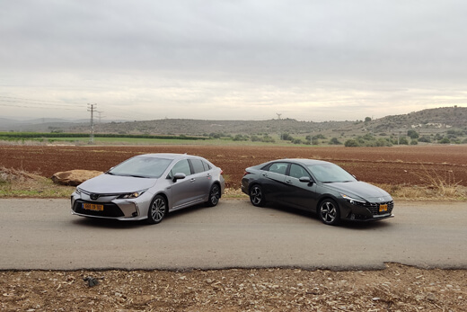 יונדאי אלנטרה היברידית וטויוטה קורולה היברידית יונדאי אלנטרה היברידית וטויוטה קורולה היברידית